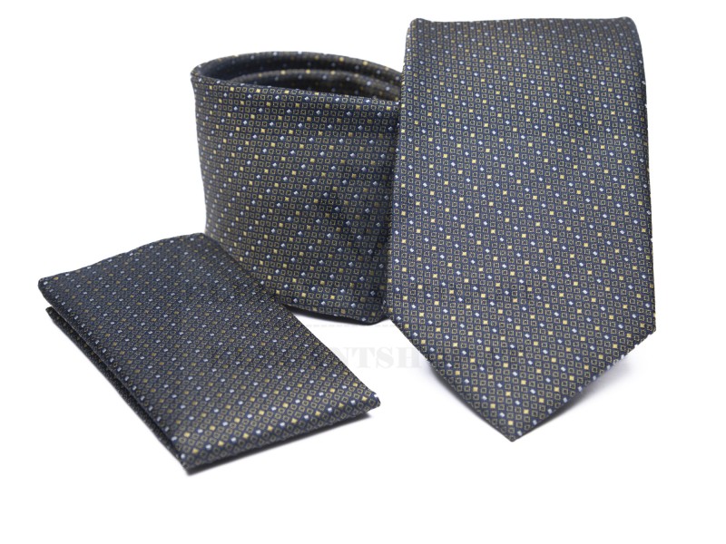           Premium Krawatte Set - Dunkelgrau gepunktet Kleine gemusterte Krawatten