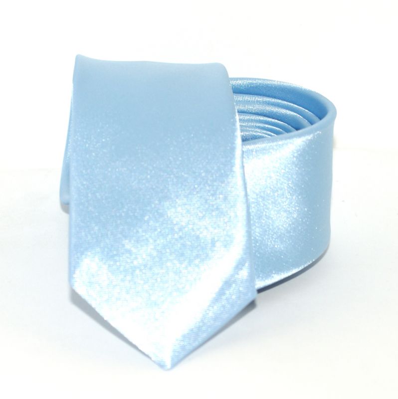 Satin Slim Krawatte - Hellblau Unifarbige Krawatten