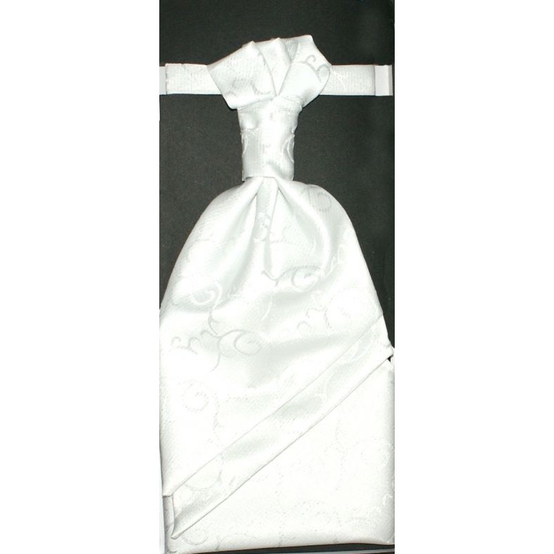Hochzeit Krawatte mit Einstecktuch -Weiß Gemustert