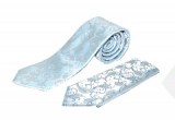Satin Krawatte Set - Hellblau Gemustert Sets