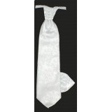 Hochzeit Krawatte mit Einstecktuch - Weiß Gemustert