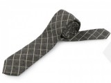 Baumwolle Slim Krawatte - Grau Kariert