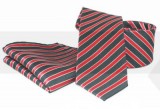 Krawatte Set - Schwarz-Rot Gestreift Sets