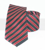 Goldenland Slim Krawatte - Schwarz-Rot Gestreift