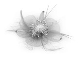 Brosche Blüte mit Federn - Grau Brosche, Reversnadel
