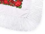 Halstuch Folklore Blumen mit Fransen - Weiß Tücher, Schals