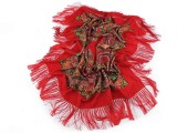 Halstuch Folklore Blumen mit Fransen - Rot Tücher, Schals
