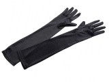 Satin Handschuhe lang - Schwarz