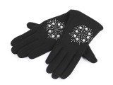 Mädchenhandschuhe Schneeflocke mit Steinchen und Perlen