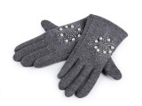 Mädchenhandschuhe Schneeflocke mit Steinchen und Perlen