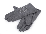 Mädchenhandschuhe Schneeflocke mit Steinchen und Perlen