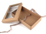 Geschenkbox aus Papier mit Fenster und Band - 5 St./Packung