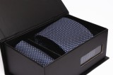   Premium Krawatte im Geschenkbox - Blau gepunktet Kleine gemusterte Krawatten