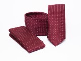    Premium Slim Krawatte Set - Bordeaux gepunktet