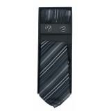 Newsmen Krawatte Set - Schwarz-grau gestreift Sets