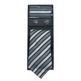   Newsmen Krawatte Set - Grau gestreift