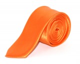 Satin Slim Krawatte - Orange Unifarbige Krawatten