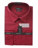  Newsmen Comfort fitt Langarmhemd - Bordeaux Einfarbige Hemden