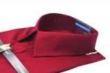     Newsmen Slim elastisches Langarmhemd - Bordeaux Einfarbige Hemden