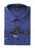  Newsmen 80% Baumwolle Langarmhemd - Blau gepunktet Gemusterte Hemden