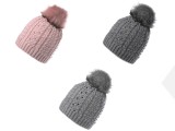 Wintermütze für Mädchen mit Perlen und Pompon Kinder Schals, Mützen,Handschuhe