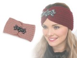 Damen Winterstirnband mit geschliffenen Steinchen Hut, Mütze