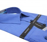                             NM 80% Baumwolle Slim Langarmhemd - Blau gepunktet