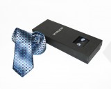    Marquis Slim Krawatte Set - Blau gemustert