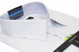     Newsmen Slim elastisches Kurzarmhemd - Weiß gepunktet