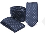       Rossini Slim Krawatte Set - Blau gepunktet Kleine gemusterte Krawatten
