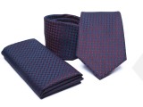 Premium Krawatte Set - Blau-rot gemustert