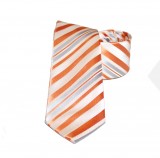 Satin Vater-Sohn Krawatte Set - Orange gestreift