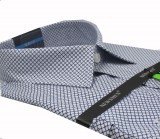                          Newsmen elastisches schmales Hemd - Blau gemustert Slim/Smart Fit