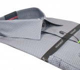                          Newsmen elastisches Comfort Fit Hemd - Grau gemustert