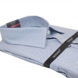                          Newsmen elastisches Comfort Fit Hemd - Hellblau gemustert