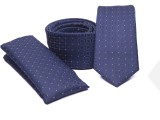       Rossini Slim Krawatte Set - Blau gepunktet