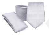           Premium Krawatte Set - Silber gepunktet Kleine gemusterte Krawatten