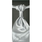 Hochzeit Krawatte mit Einstecktuch - Silber