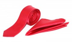 Satin Slim Set - Rotwein Unifarbige Krawatten