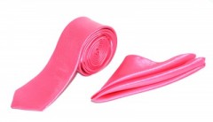 Satin Slim Set - Pink Unifarbige Krawatten