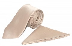 Goldenland Slim Set - Beige Unifarbige Krawatten
