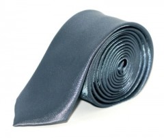 Satin Slim Krawatte - Grau Unifarbige Krawatten