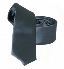 Goldenland Slim Krawatte - Dunkelgrau Satin Unifarbige Krawatten