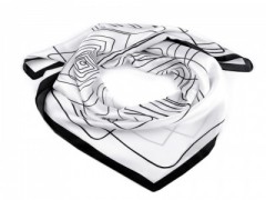 Satin Halstuch mit geometrischen Mustern - Weiß-Schwarz 