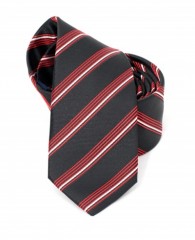 Goldenland Slim Krawatte - Schwarz-Rot Gestreift Gestreifte Krawatten