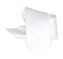 Krawatte Set - Weiß Gestreift 