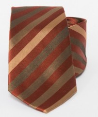 Premium Seidenkrawatte - Terrakotta-Braun Gestreift Gestreifte Krawatten