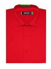 Goldenland Slim Kurzarm Hemd - Rot Einfarbige Hemden
