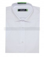 Goldenland Slim Kurzarm Hemd - Weiß Einfarbige Hemden