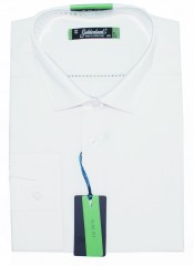 Goldenland Slim Langarm Hemd - Weiß Einfarbige Hemden